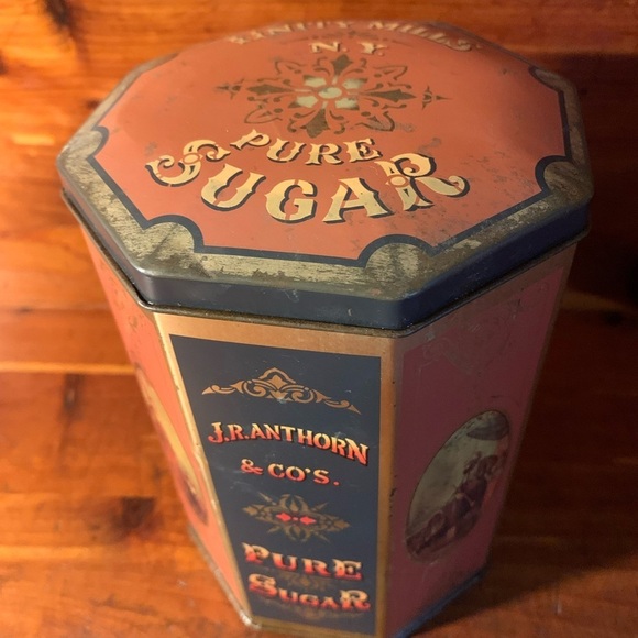 Vintage 90’s Tin J.R. Anthorn & Co. Unity Mills, NY Pure Sugar Made in ENGLAND - Picture 3 of 13